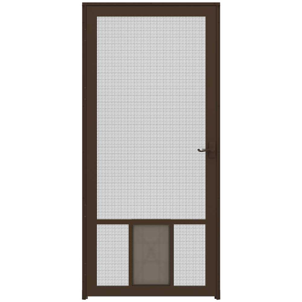 Brown Aluminum Hinged Screen Door V72148