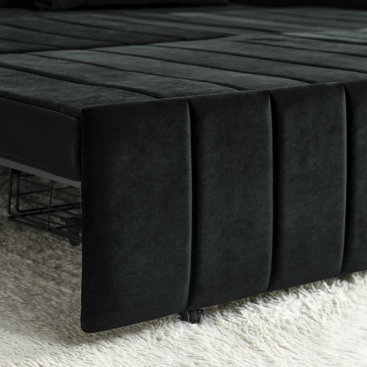 Black 3-in-1 Convertible Sleeper Sofa Bed with Two Drawers and Two Pillows P355530
