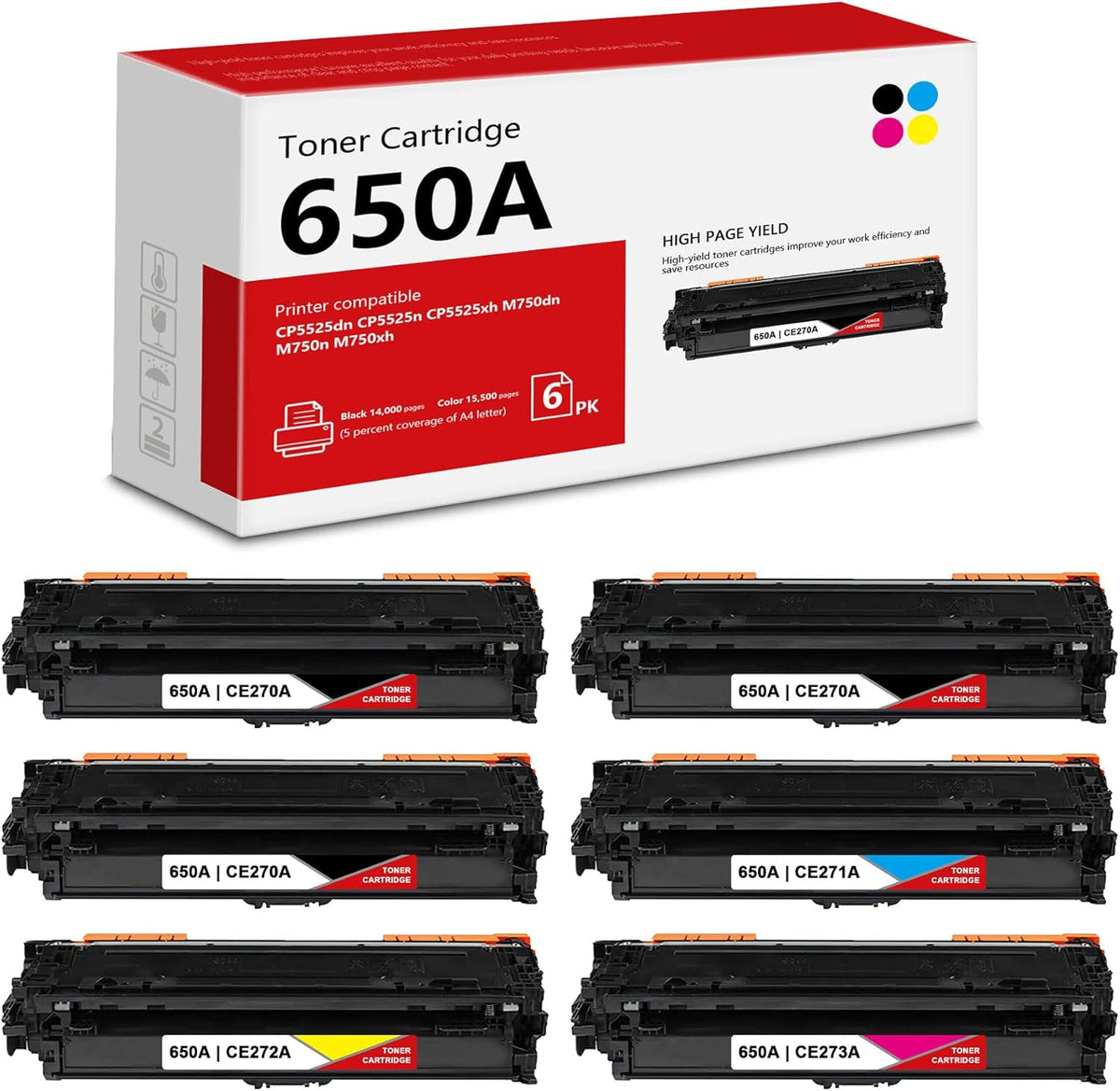 Compatible Remanufactured Toner Cartridge Replacement 6 Pack E4000