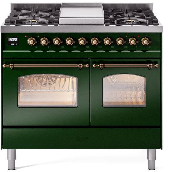 40 Dual Fuel Propane Gas Range Emerald Green Bronze Trim K677