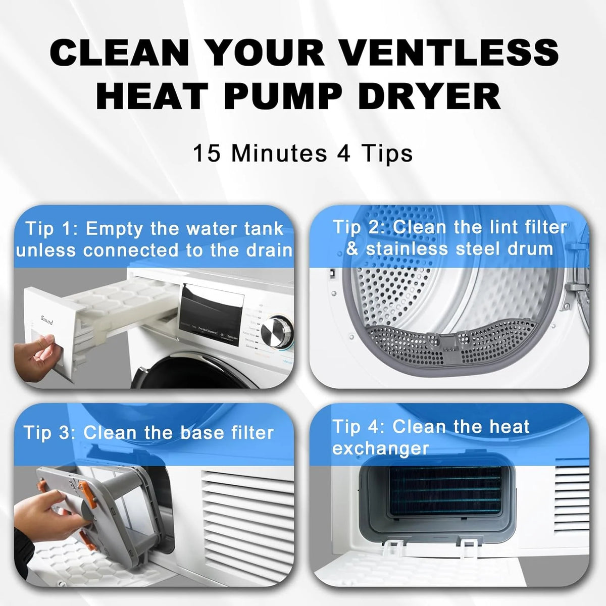 4.4 Cu ft Ventless Heat Pump Front Load Clothes Dryer P148