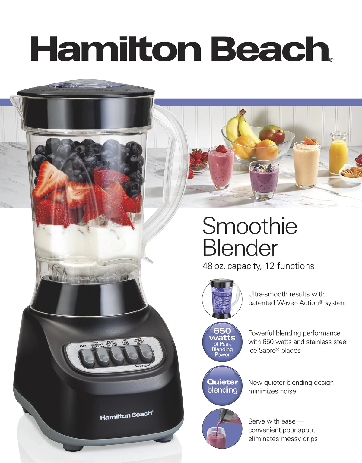 Black 48 oz. Smoothie Blender Z75018