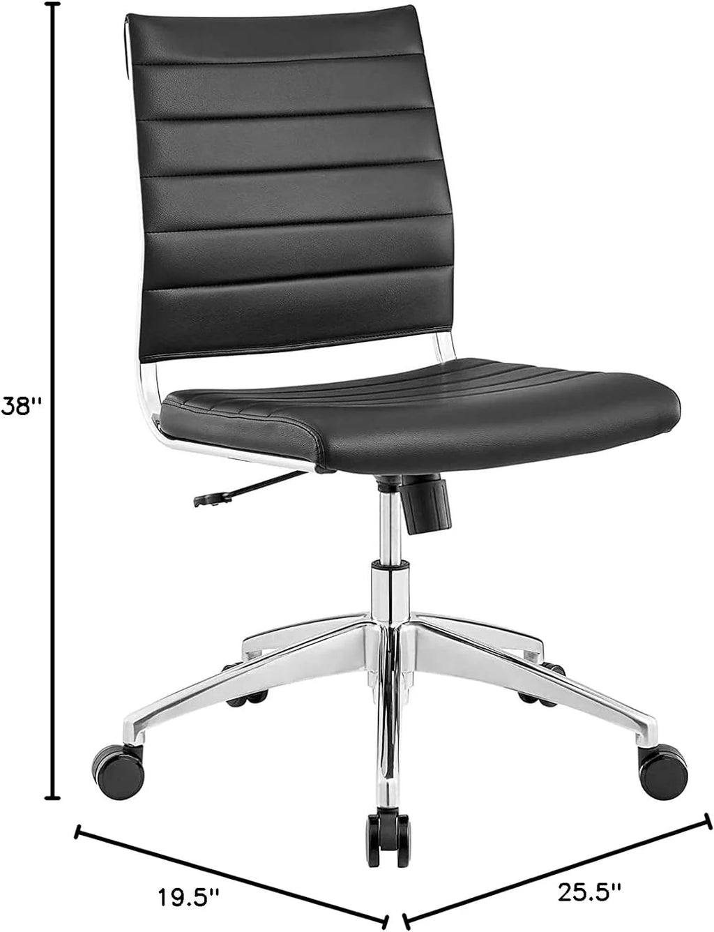 Black Ribbed Armless Swivel Chair A682