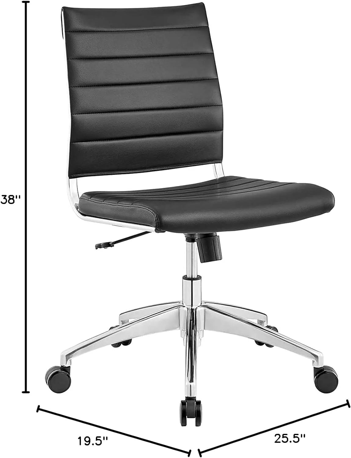 Black Ribbed Armless Swivel Chair A682