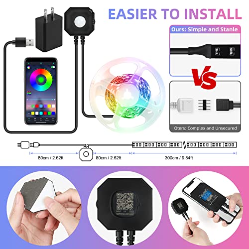 Motion Activated Under Bed Light Strips, 2x9.8ft RGB LED Light Strip with App Control R246482
