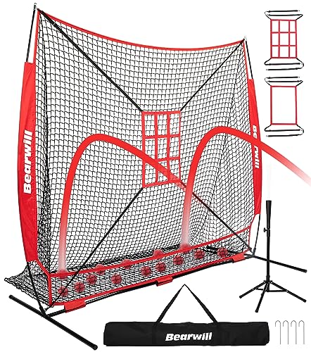 7x7ft Baseball Softball Pitching Net with Carry Bag T858607
