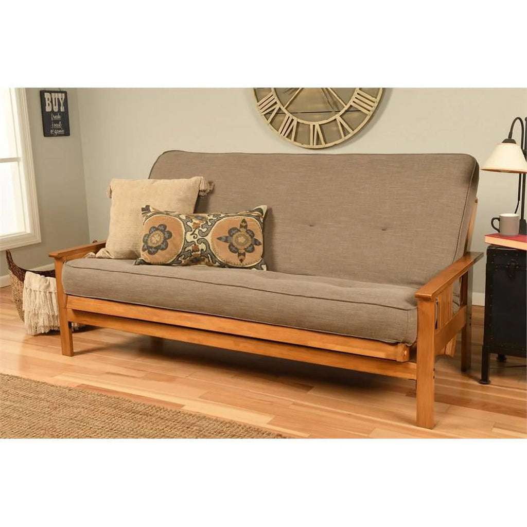 Gray Linen Fabric Futon Mattress O792898