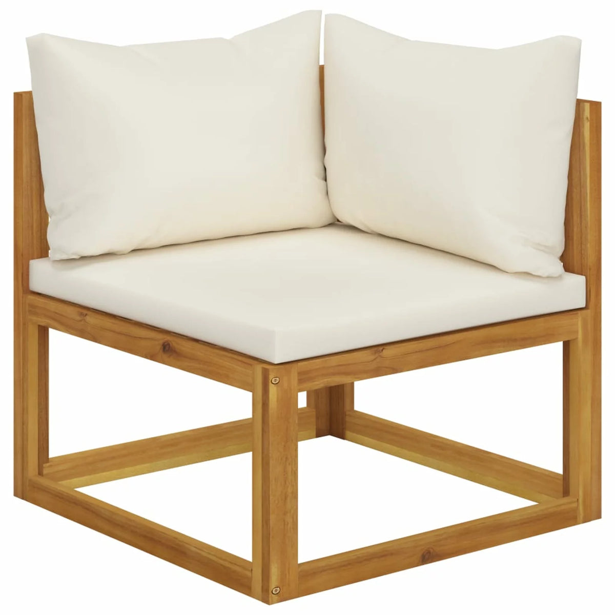 2 Piece Acacia Wood Corner Sofa Set with White Cushions H824009