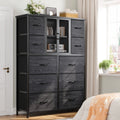 Black 10 Drawer Fabric Dresser J148