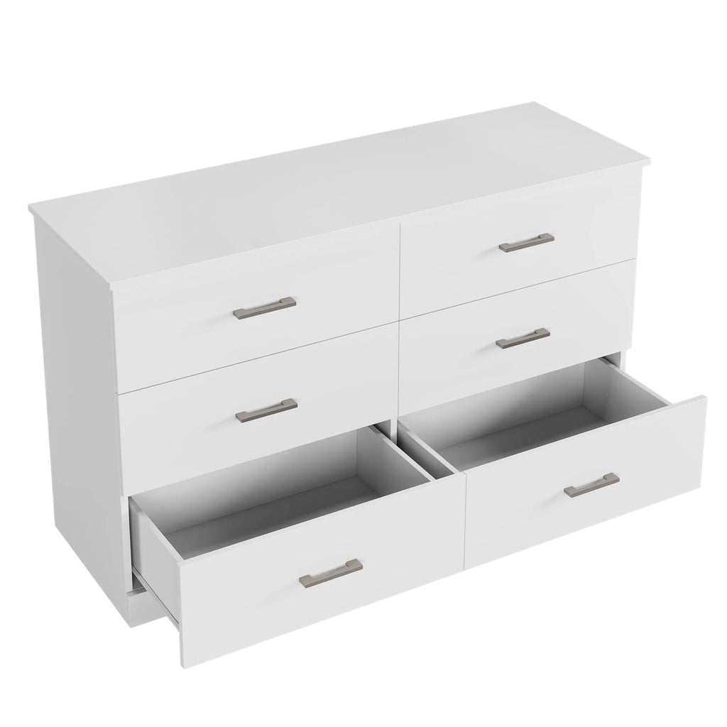 White 6 Drawer Wood Dresser E9851