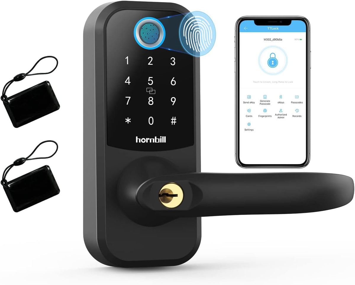 Fingerprint Door Lock, Keyless Entry 5-in-1 Door Lock, Bluetooth Keypad Lock with Reversible Handle T78719