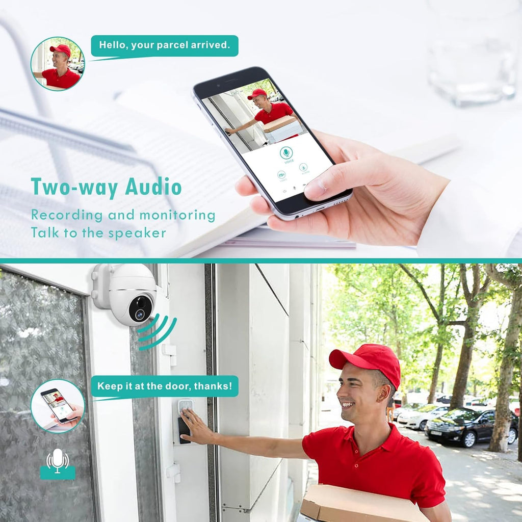Solar Security Camera Wireless WiFi PTZ 1080P HD IP65 Waterproof B45866