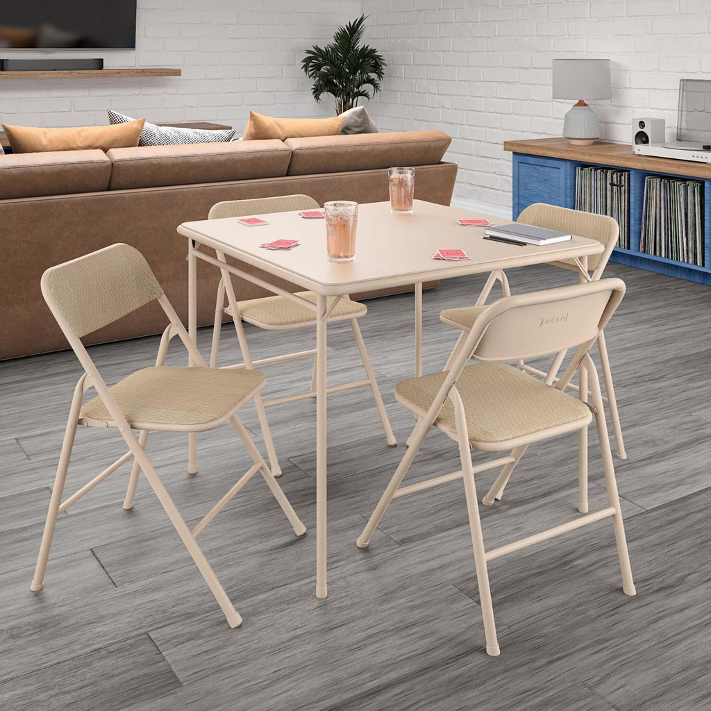 5-Piece Folding Dining Set with Card Table and 4 Padded Chairs E699