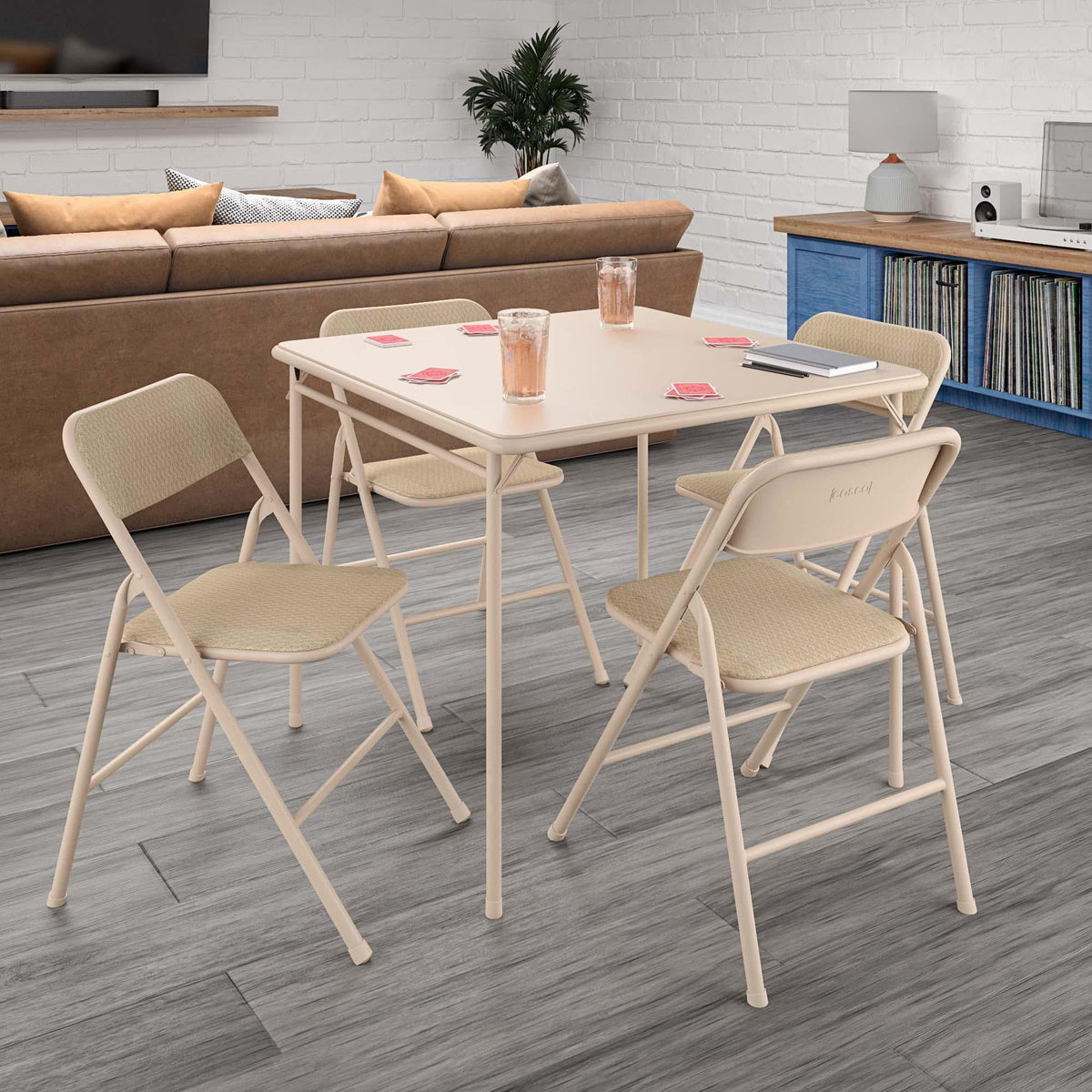 5-Piece Folding Dining Set with Card Table and 4 Padded Chairs E699