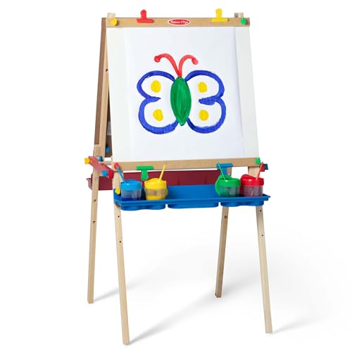 Wooden Double-Sided Art Easel with Dry-Erase Board, Chalkboard & Paper Roller Z407291