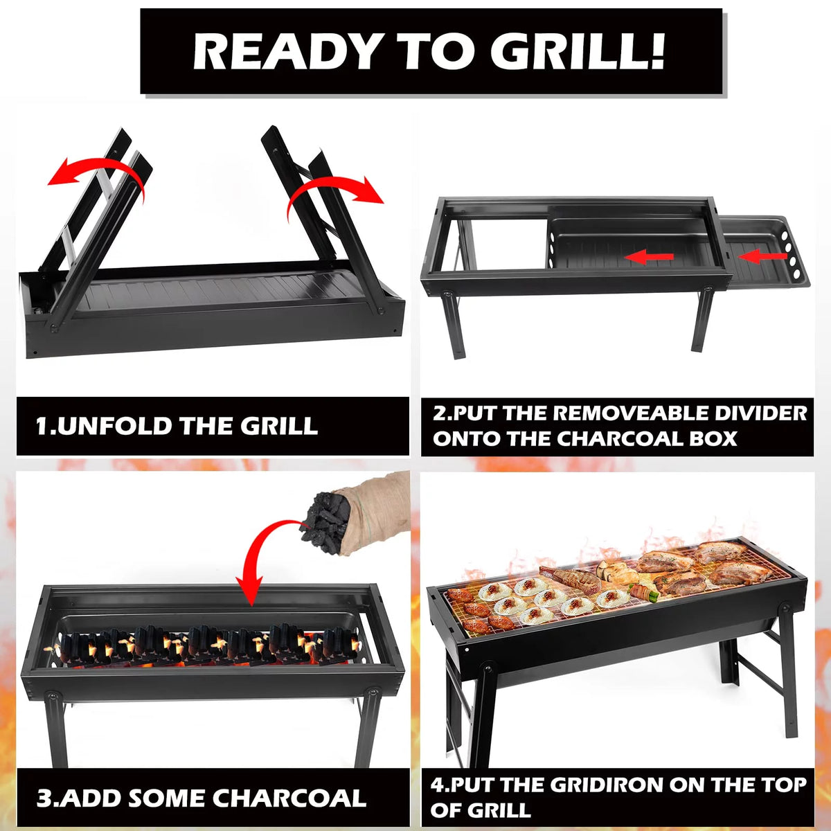 24 in Stainless Steel Foldable Portable Charcoal Grill C624