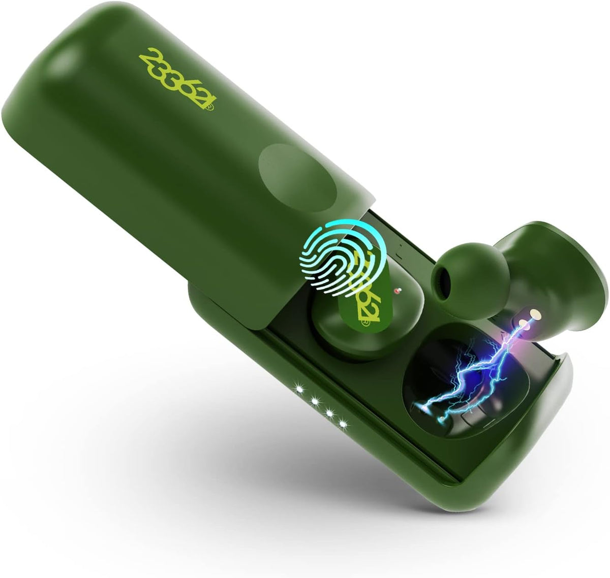 Dark Green Wireless Bluetooth Earbuds with Charging Case R5587