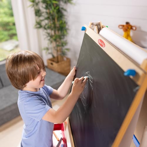 Wooden Double-Sided Art Easel with Dry-Erase Board, Chalkboard & Paper Roller Z407291