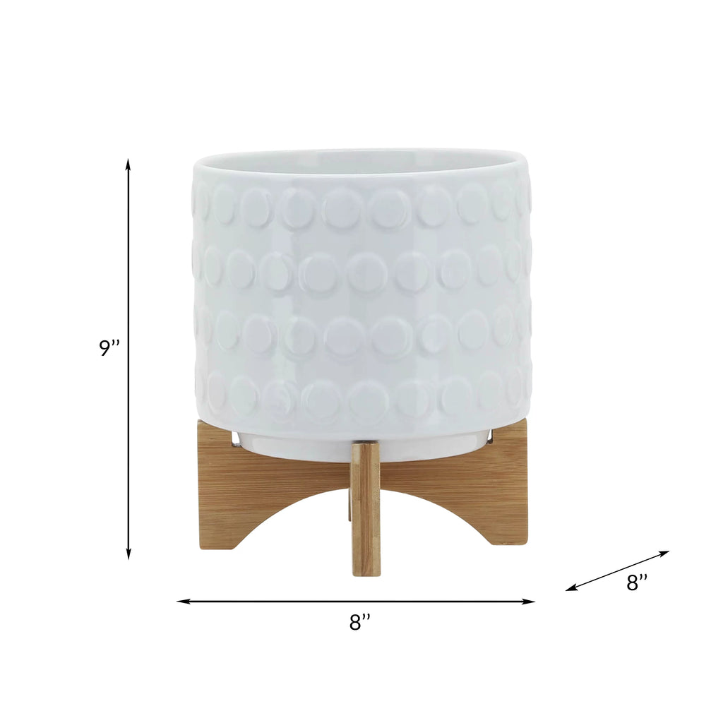 White Ceramic Round Planter L6411