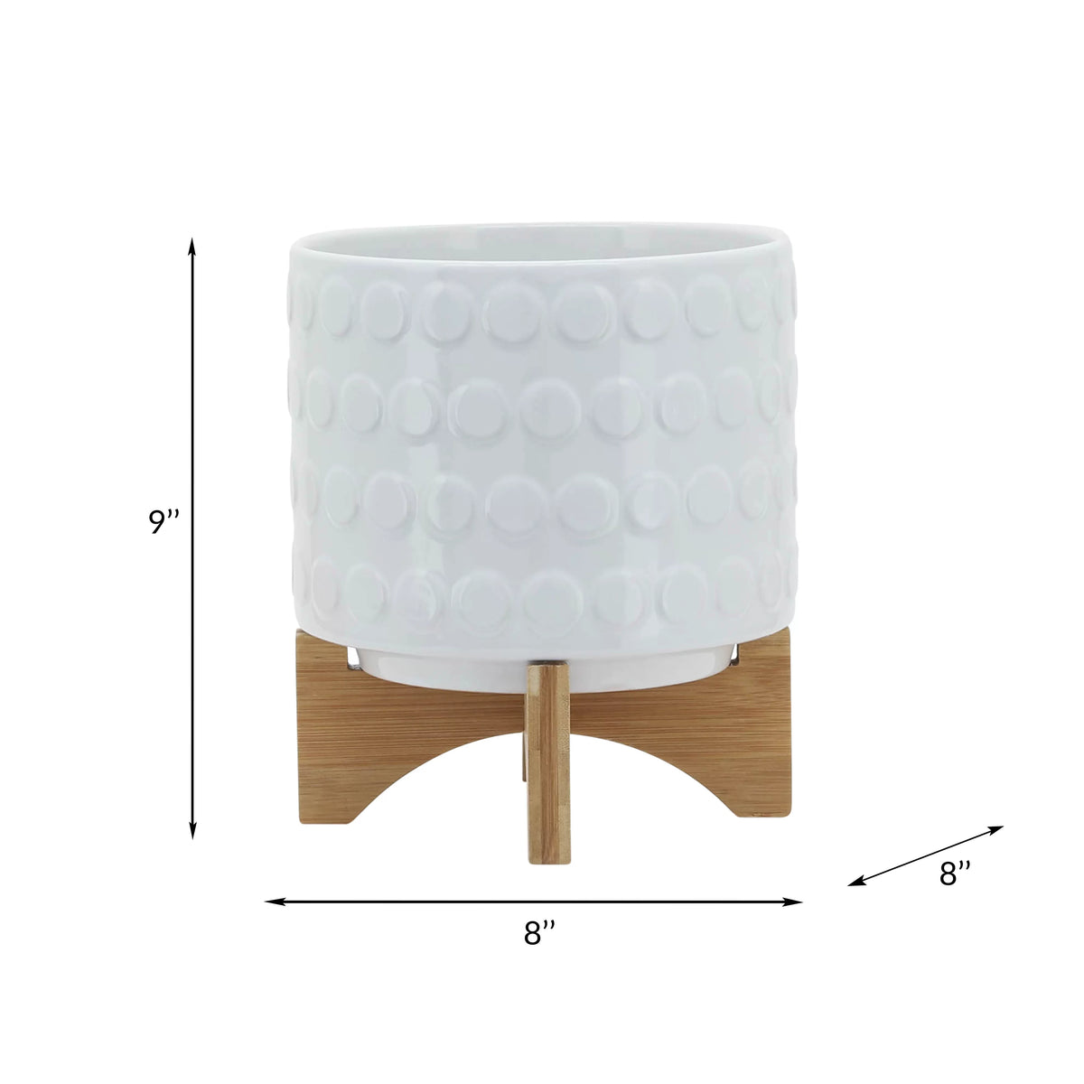 White Ceramic Round Planter L6411