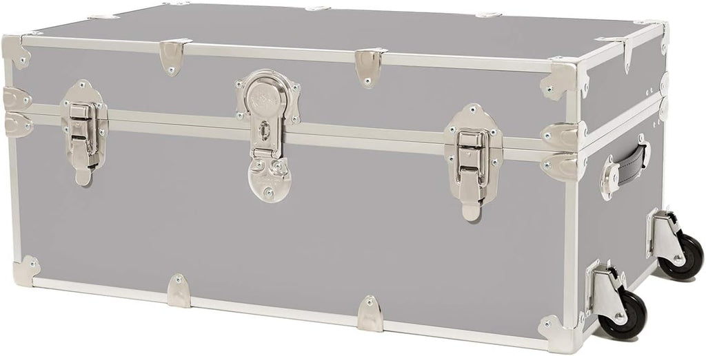 Large Storage Trunk with Removable Wheels 32x18x14 Silver Z481674