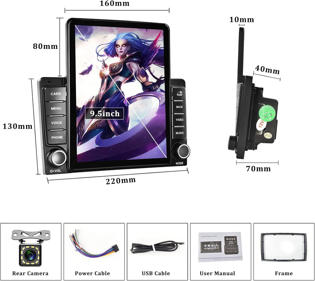 Double Din Car Stereo with Bluetooth and Backup Camera O7872
