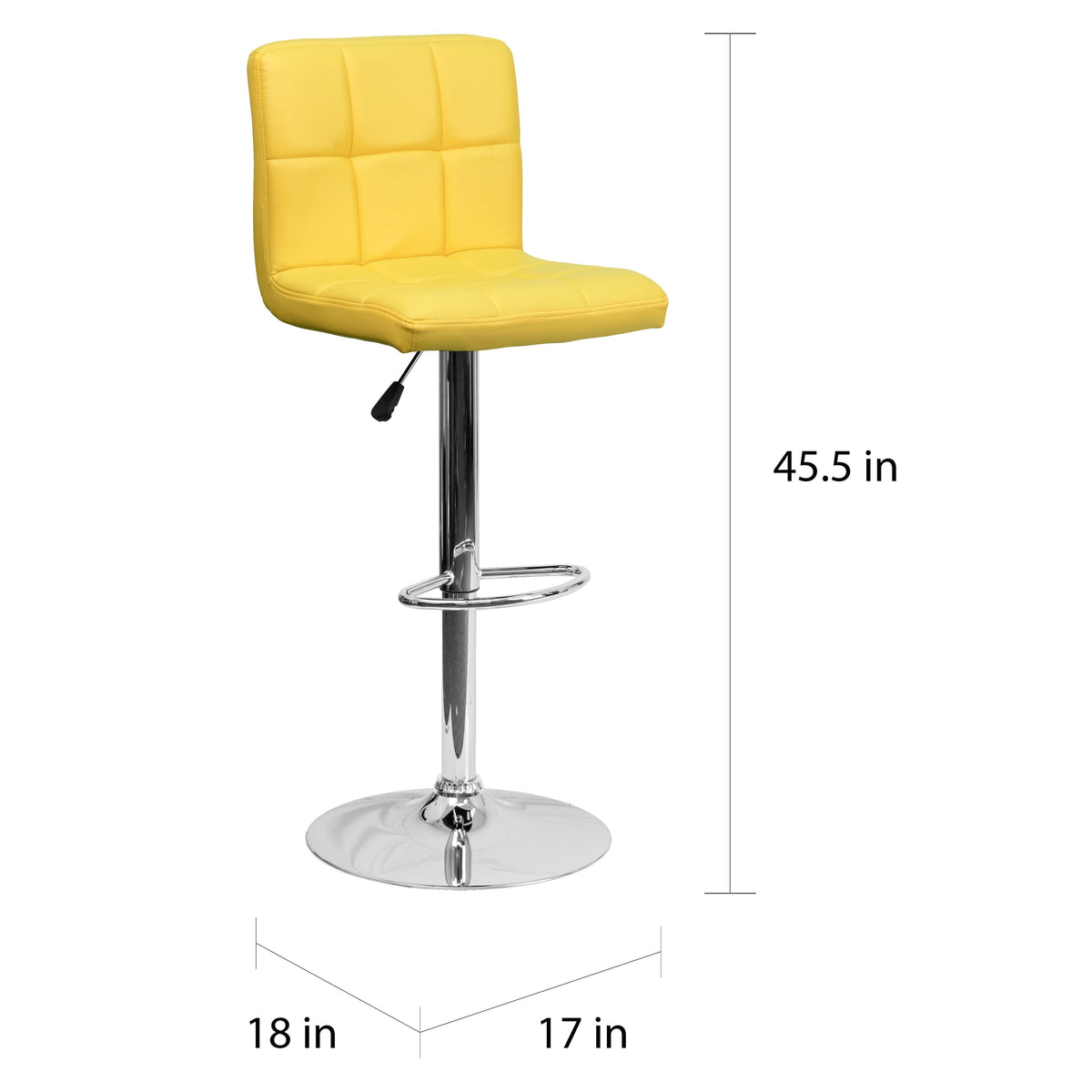 Green Quilted Vinyl Adjustable Height Barstool Set of 2 I3865