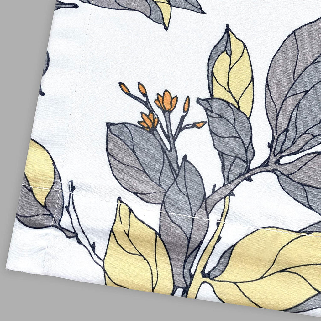 Yellow Gray Floral Blackout Curtain 63"L x 45"W M42091