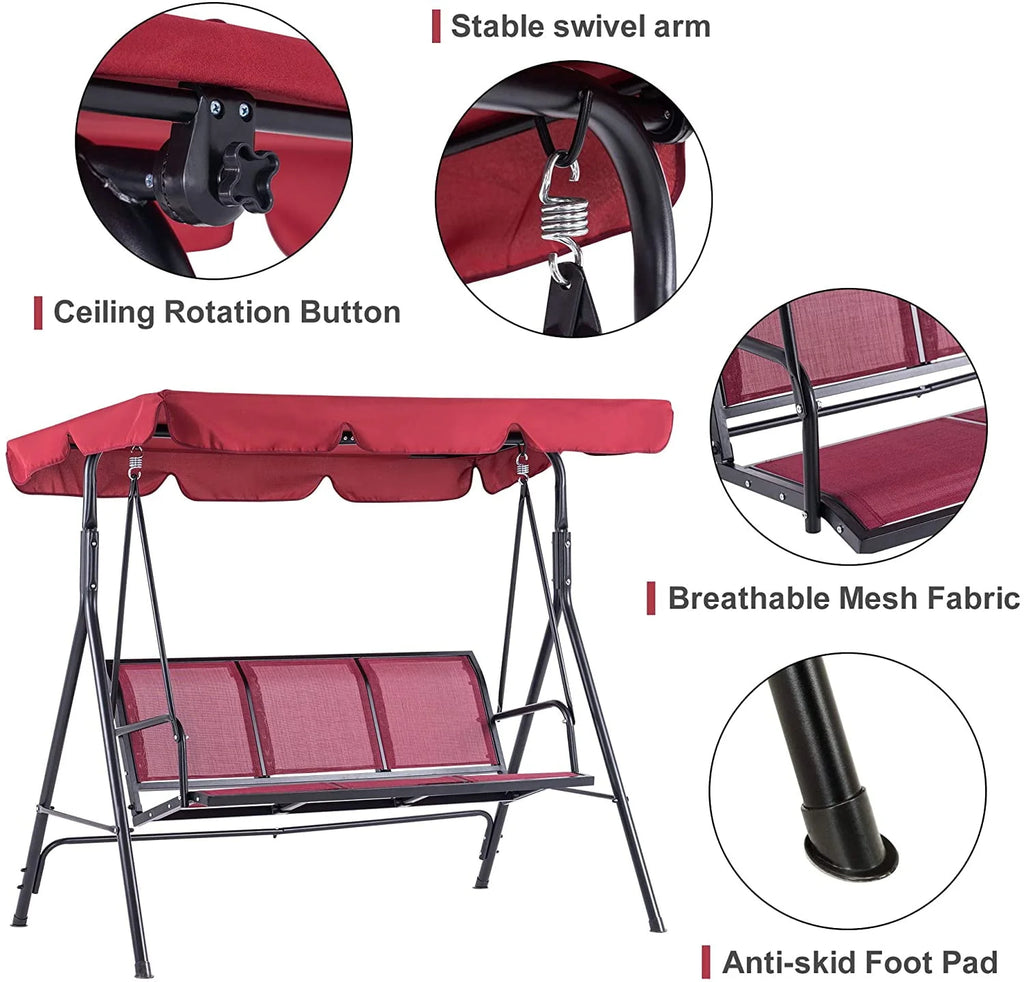 Dark Grey 3-Person Canopy Swing Chair M425861