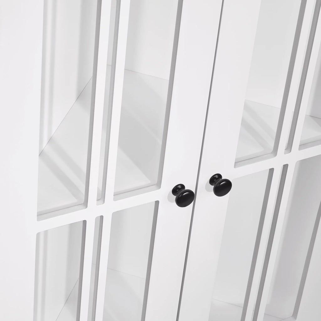 White Two-Door Wood Corner Cabinet R3495