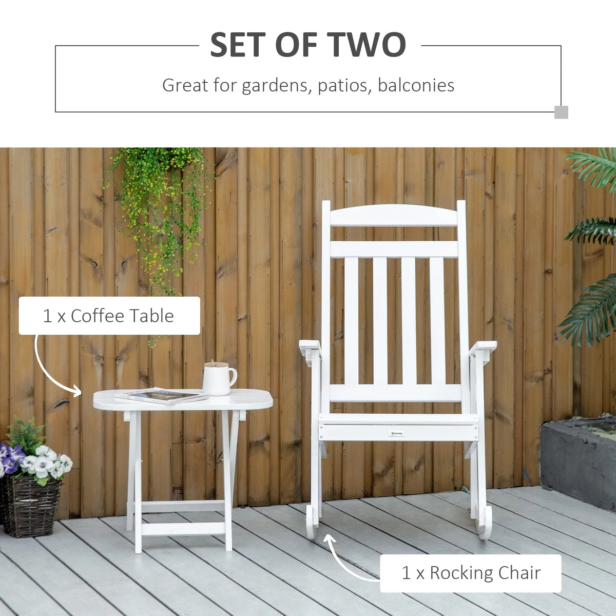 Wooden Rocking Chair Set with Foldable Table K56935