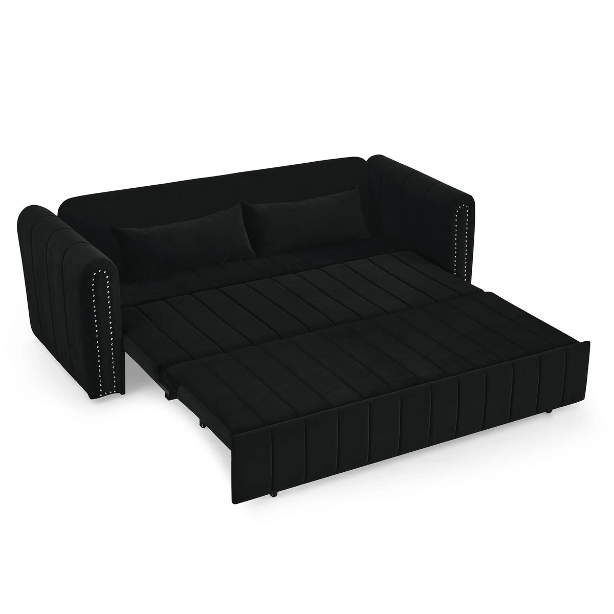 Black 3-in-1 Convertible Sleeper Sofa Bed with Two Drawers and Two Pillows P355530