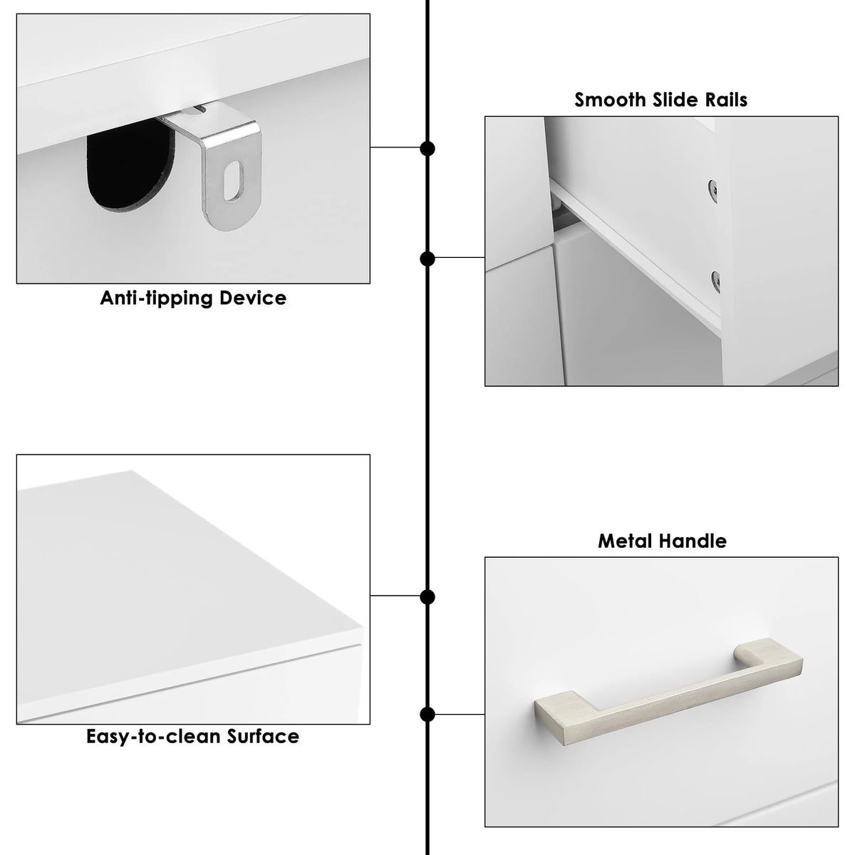 White 6 Drawer Wood Dresser E9851