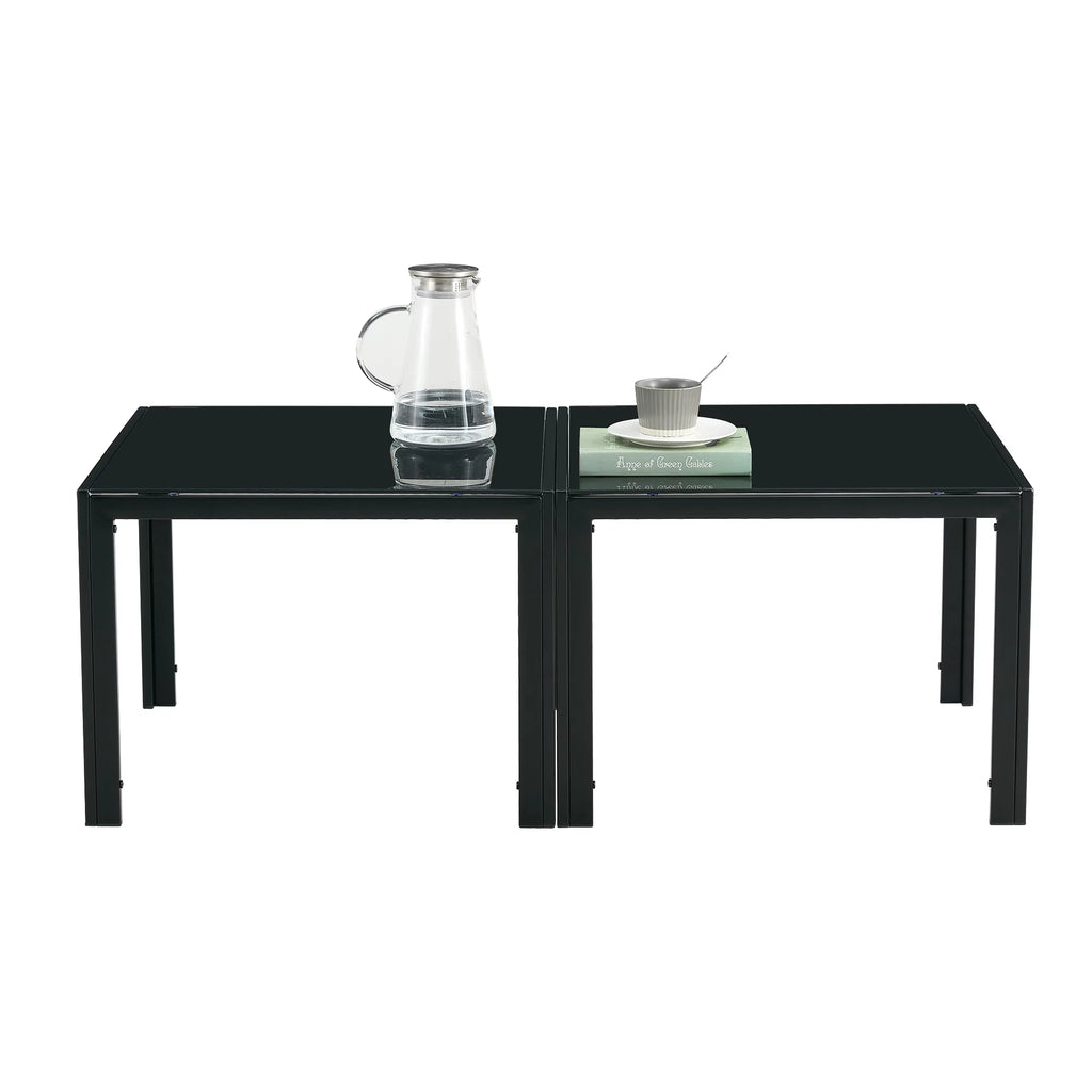 Set of 2 Square Tempered Glass Coffee Table E4033
