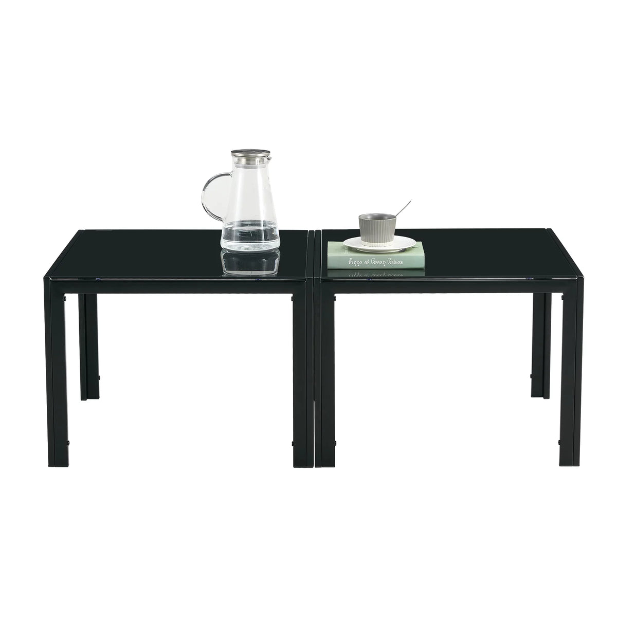Set of 2 Square Tempered Glass Coffee Table E4033