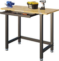 Work Bench with Drawer 3000-lb Capacity 48"x 24" Wood Top Steel Frame S334