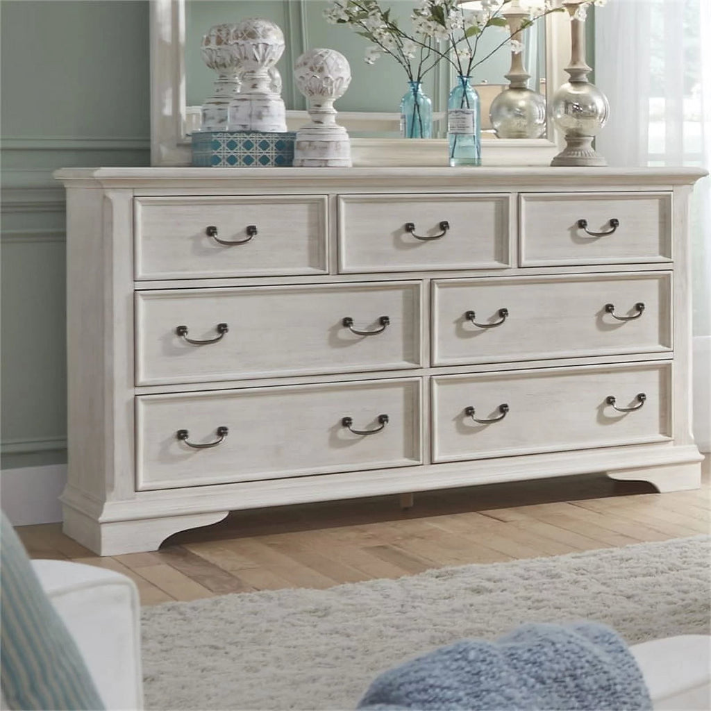 White 7 Drawer Wooden Dresser G9030