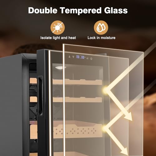 Electric Cooler Cabinet 35L with Temperature and Humidity Control, Spanish Cedar Wood Shelves and Safety Lock S887