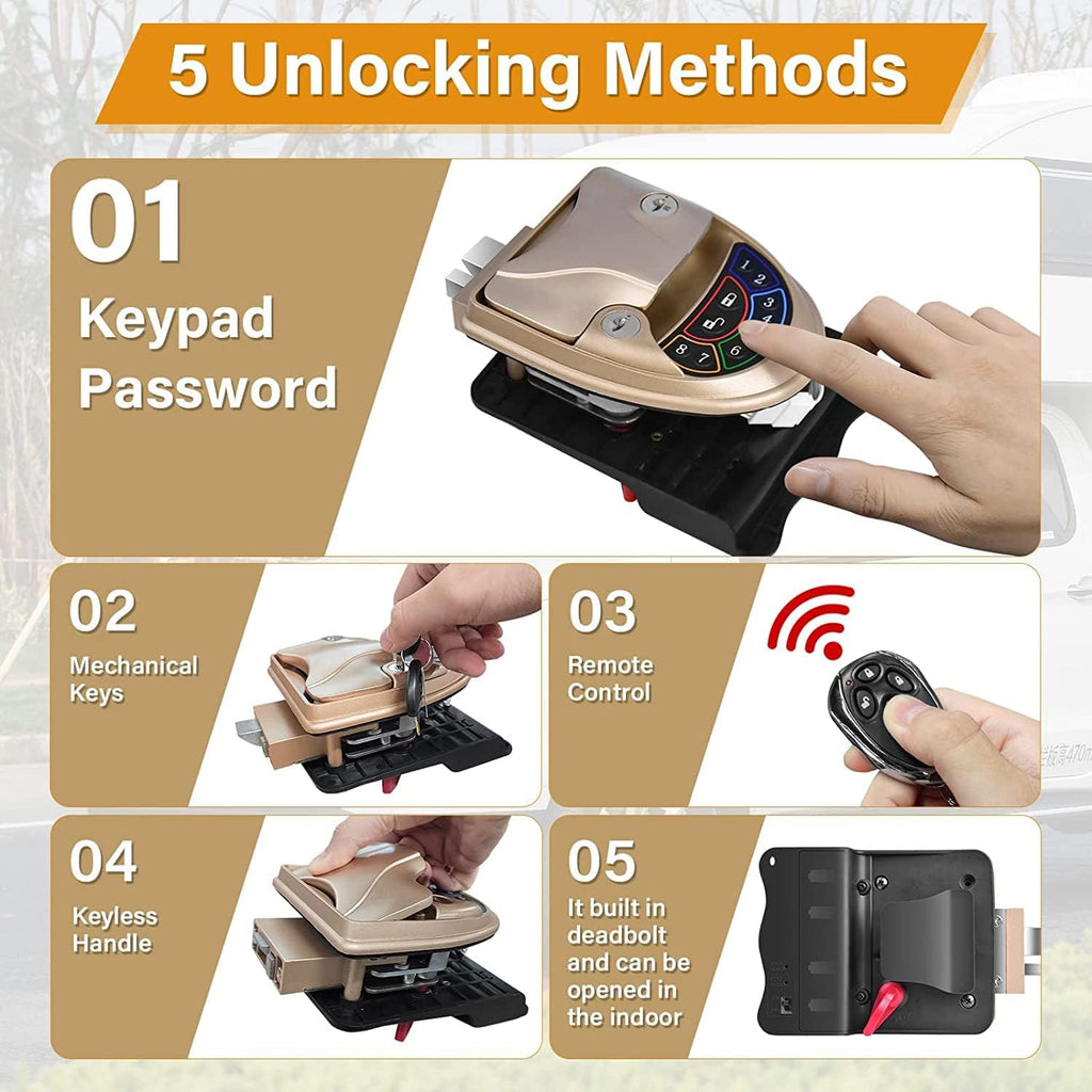 Waterproof RV Door Lock with Backlit Keypad N878