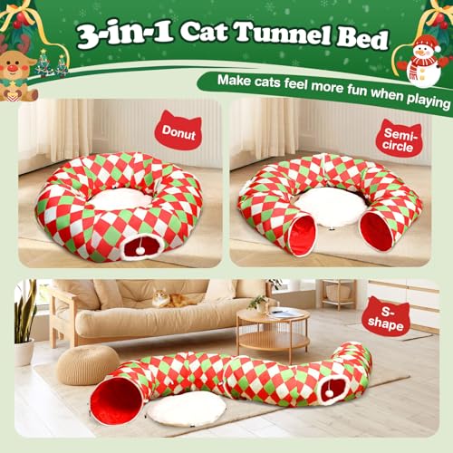 Cat Tunnel Bed with Soft Cushion & Hanging Ball Toy B5284