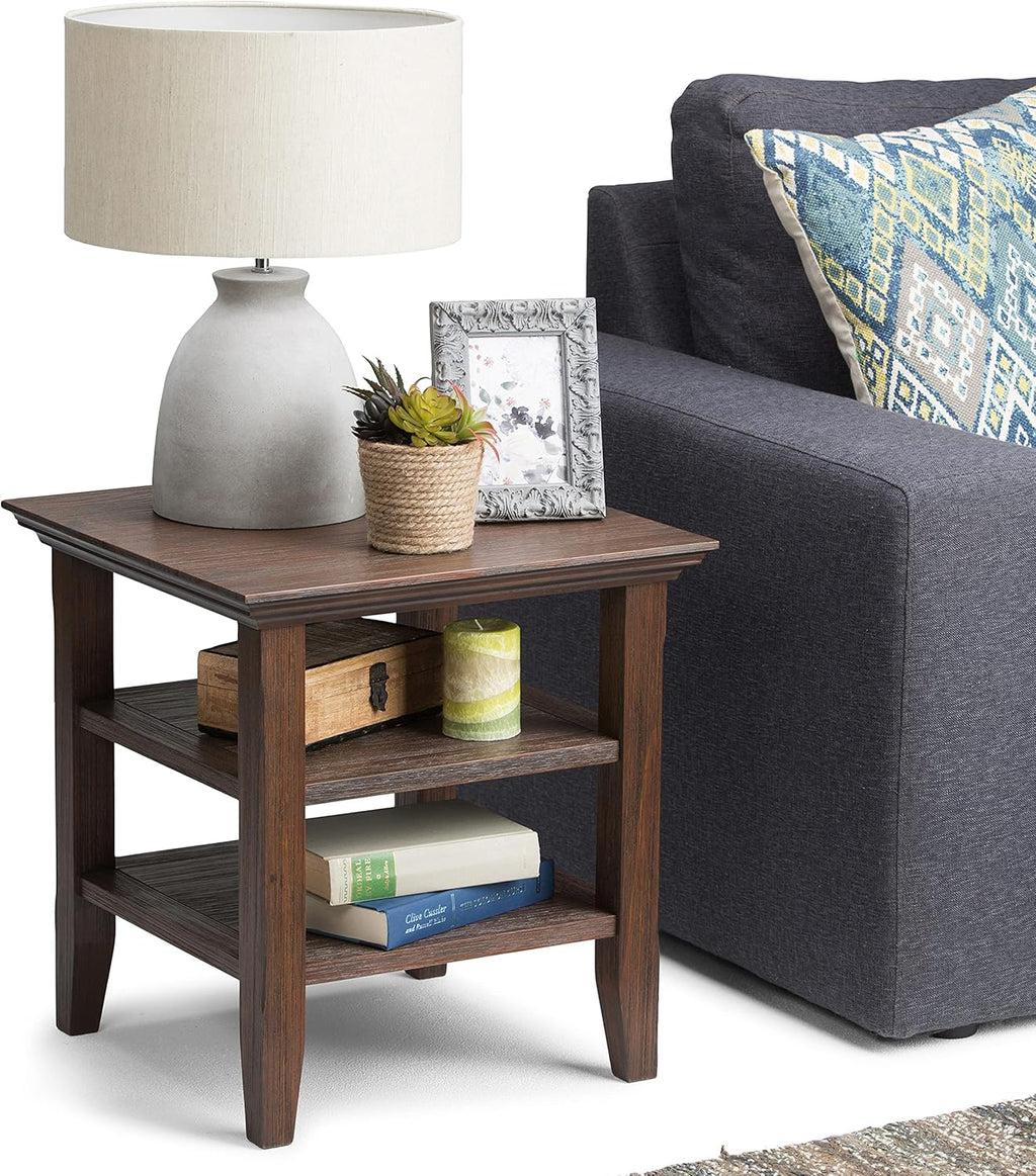 19 inch Rustic Natural Aged Brown End Table F3854