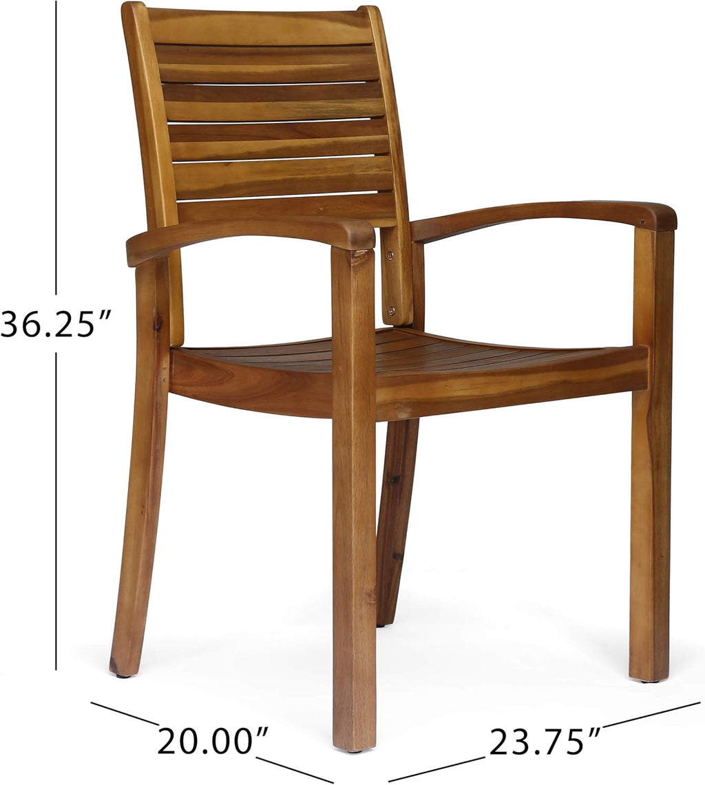 Acacia Wood Outdoor Dining Chairs Set of 2 U38895