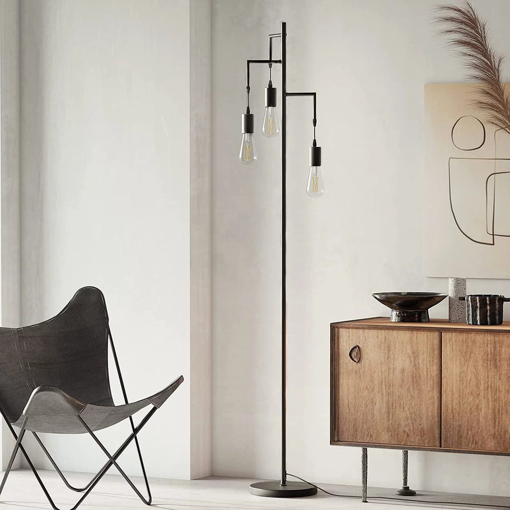 3 Light Black Floor Lamp D6842