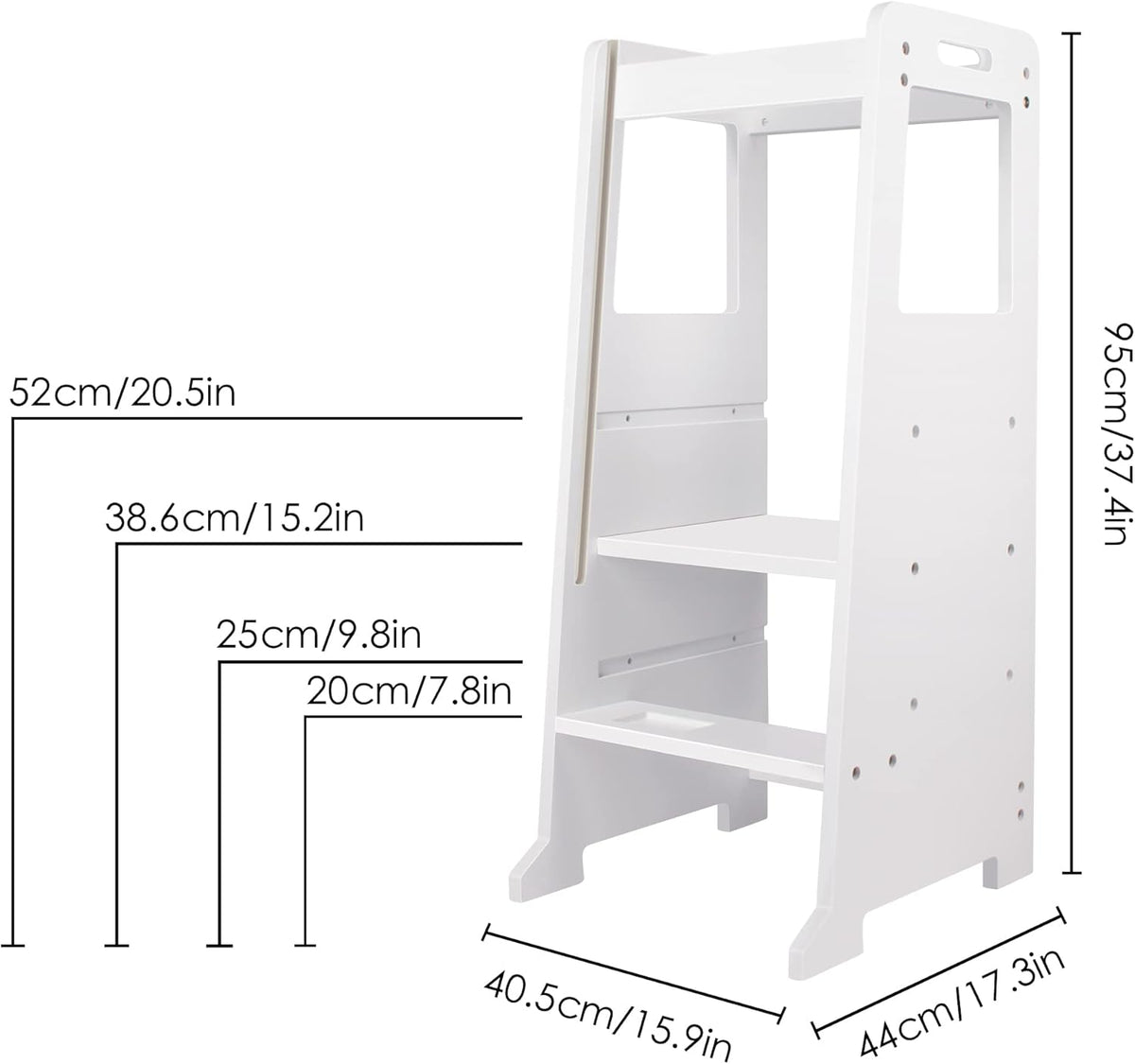 Adjustable Wooden Toddler Kitchen Stool with Activity Board O25815