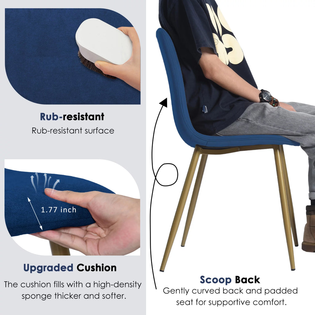 Blue Fabric Dining Chairs Set of 4 X37106
