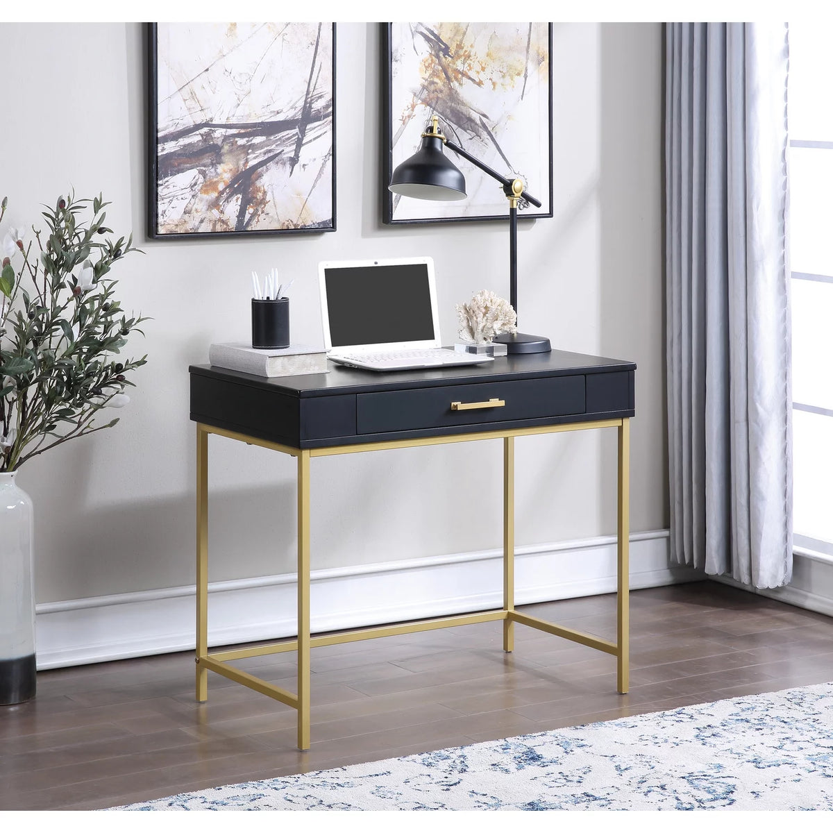 36" Contemporary Wood Writing Desk O5970