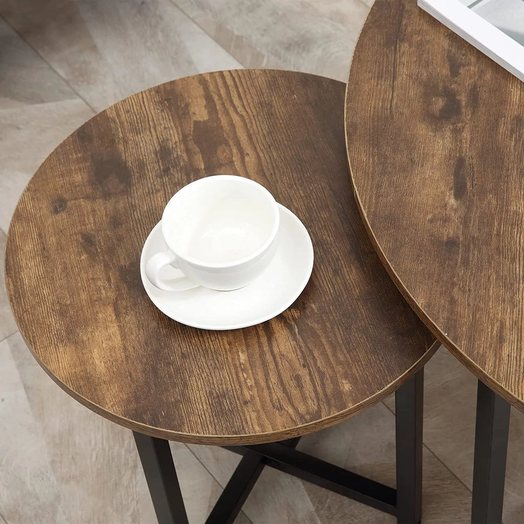 Set of 2 Round Coffee Table with Metal Frame L67673