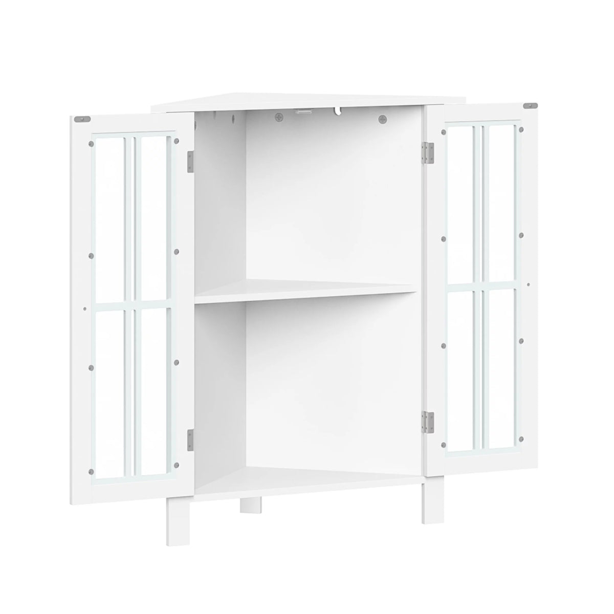 White Two-Door Wood Corner Cabinet R3495
