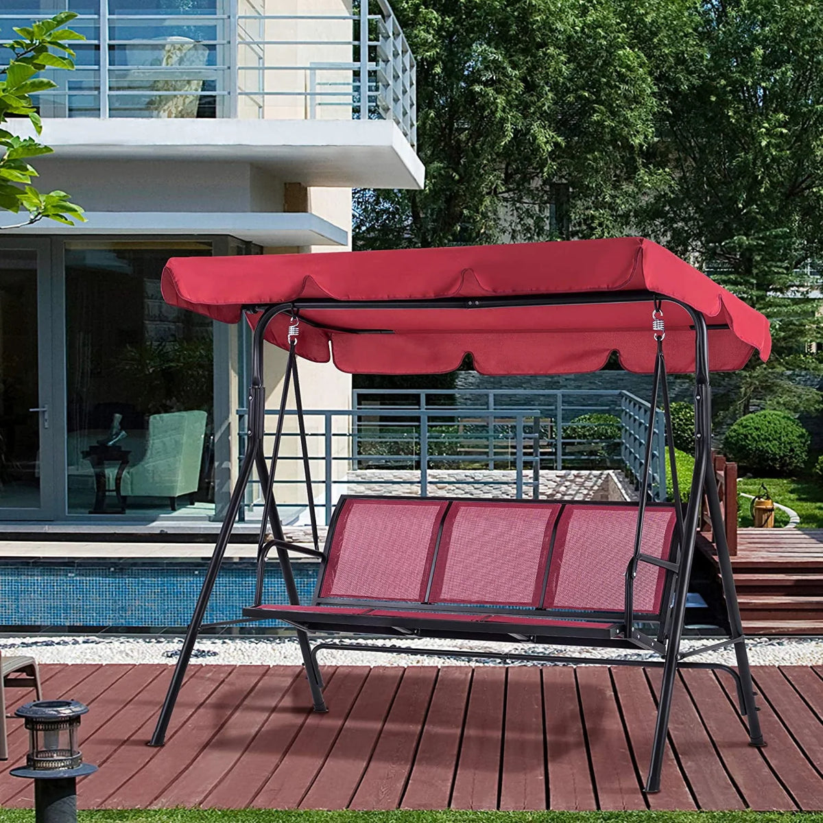 Dark Grey 3-Person Canopy Swing Chair M425861