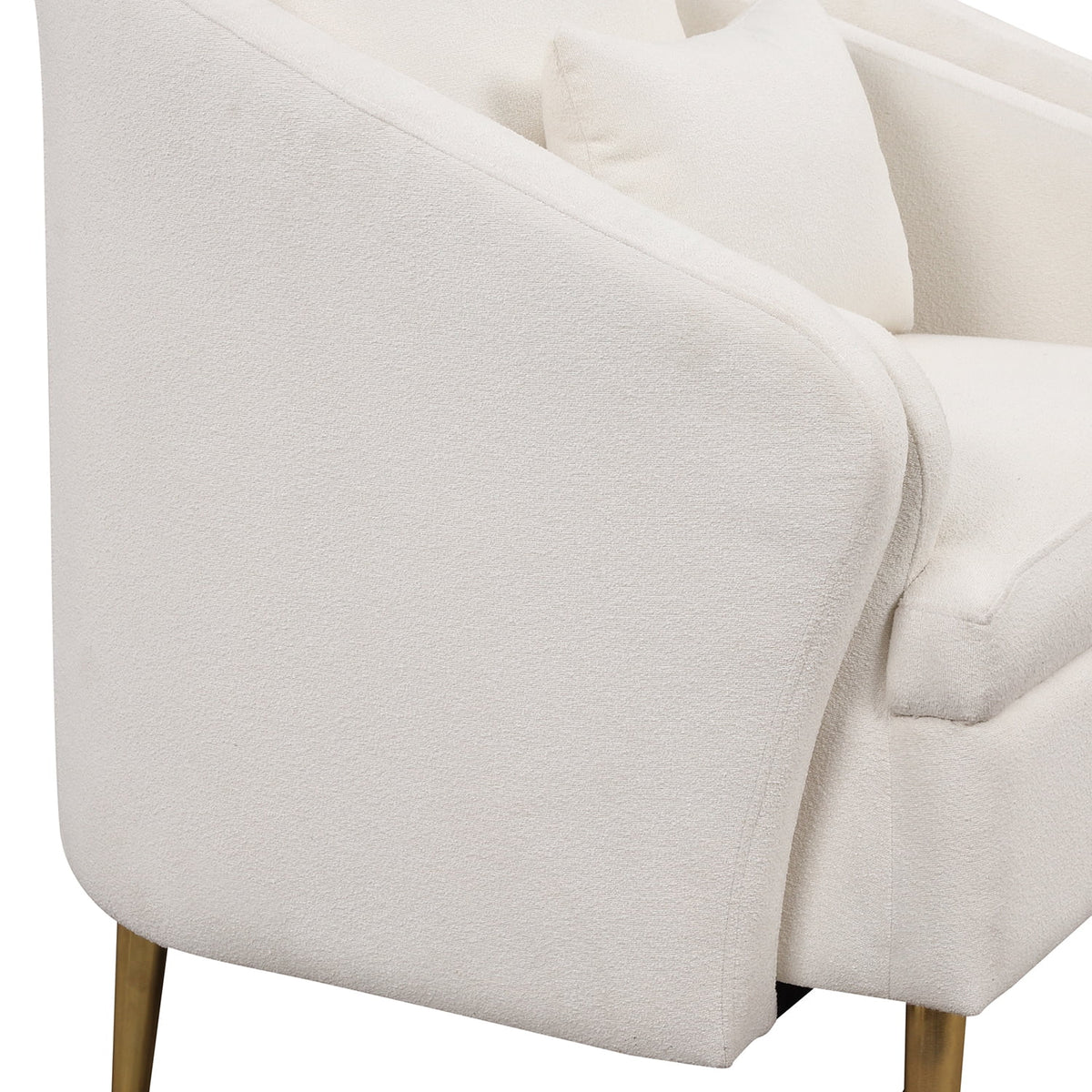 White Velvet Barrel Accent Chair with Pillow R655573